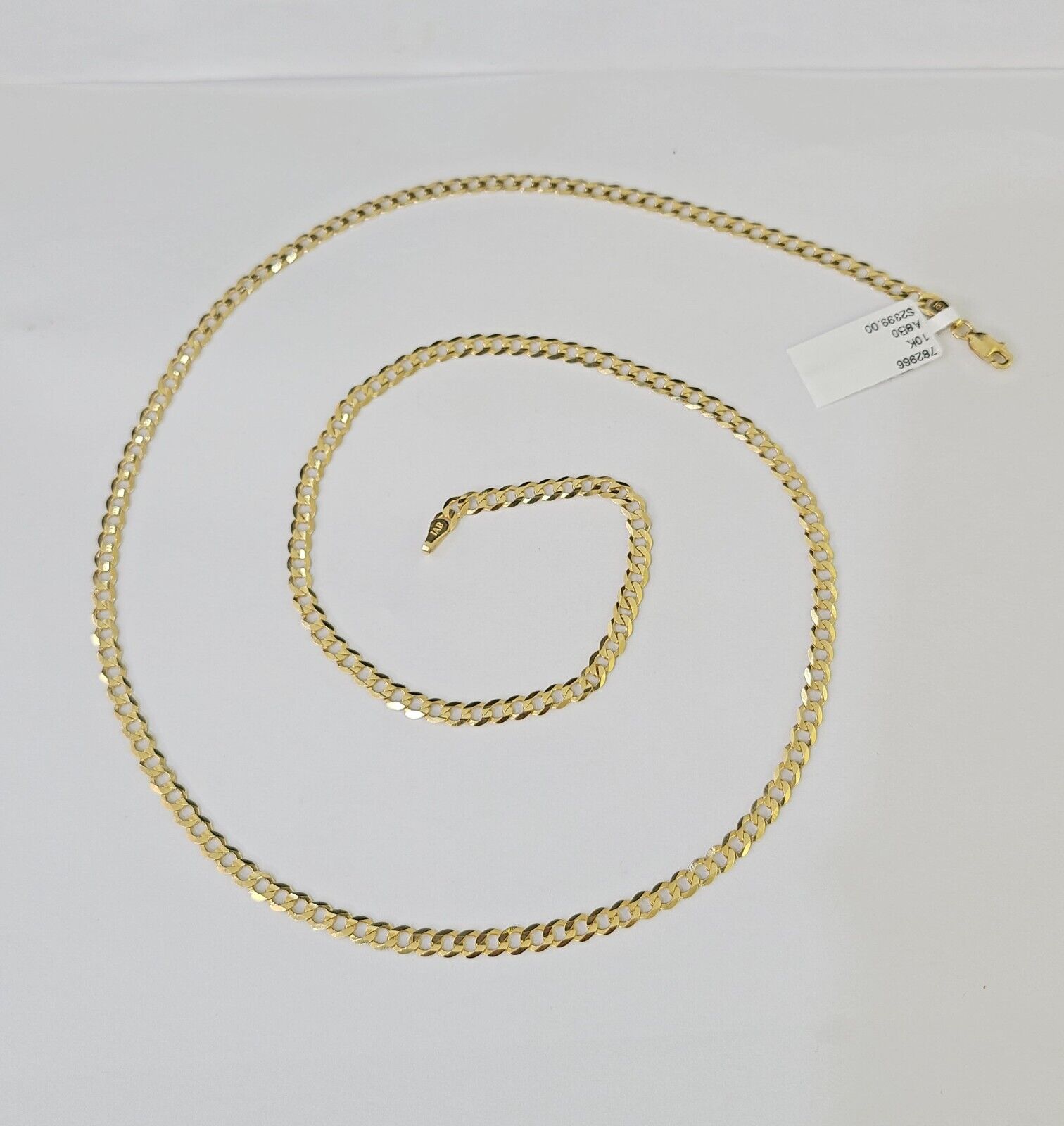 10k Gold Cuban Curb Link chain 4mm 24 Inch Real Yellow Gold Real Genuine