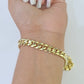 Real 14K Miami Cuban Bracelet Yellow Gold Box Clasp 8.5" Inch 7mm Link Hollow