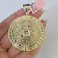 Real 14k Gold Franco Necklace Chain Mayan Calendar Charm 18"-26" SET For Mens