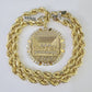 Real 10k Rope Chain Last Supper Charm Set 10mm 20"-30" Inch Necklace Yellow Gold