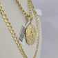 10k Gold Chain Jesus Head Charm Solid Cuban Curb Link 5mm 18"-28" Inch SET Necklace
