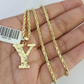 10k Gold Initial Y Charm Rope Chain 16"-26" 2.5mm SET Necklace Alphabet Pendant