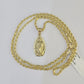 10k Rope Chain Virgin Mary Pendant 18"-30" Yellow Gold Set Charm Necklace 3mm