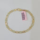 14k valentino Trio Gold Women's Link Bracelet 8" inches 5mm Diamond Cuts