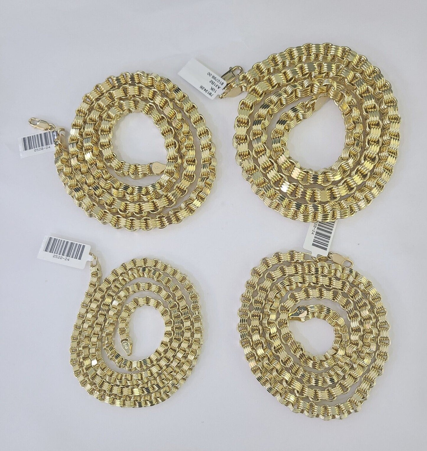 10k Byzantine Chain Yellow Gold Necklace 4mm-7mm 20-30 Inches Real Men Women