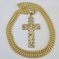 10K Miami Cuban Link Chain Jesus Cross Pendent Charm 6mm 20"-30" Necklace