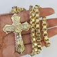 10k Gold Byzantine Necklace Jesus Cross Charm 20-30 inches 6mm SET Chain Pendant