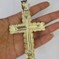 10k Gold Byzantine Necklace Jesus Cross Charm 20-30 inches 9mm REAL SET Chain