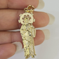 Real 10K Gold Saint Jude Charm Diamond Cut 10kt yellow Gold Pendent 1.5"