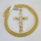 10K Franco Chain Jesus Cross Pendant Charm Necklace 20"-26" 5mm Gold Yellow SET