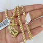 10k Gold Byzantine Necklace Praying Hands Charm 18-28 inch 3mm SET Chain Pendant