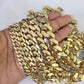 Real 10k Cuban Monaco Chain Necklace Gold Link Royal  7mm-15mm 20"-26"