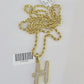 10k 3mm Rope Solid Chain H Diamond Pendant Alphabet 18"-28" Gold Charm Necklace