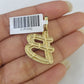 10k Miami Cuban Chain B Diamond Charm Set 4mm 18-26"Yellow Gold Necklace Pendant