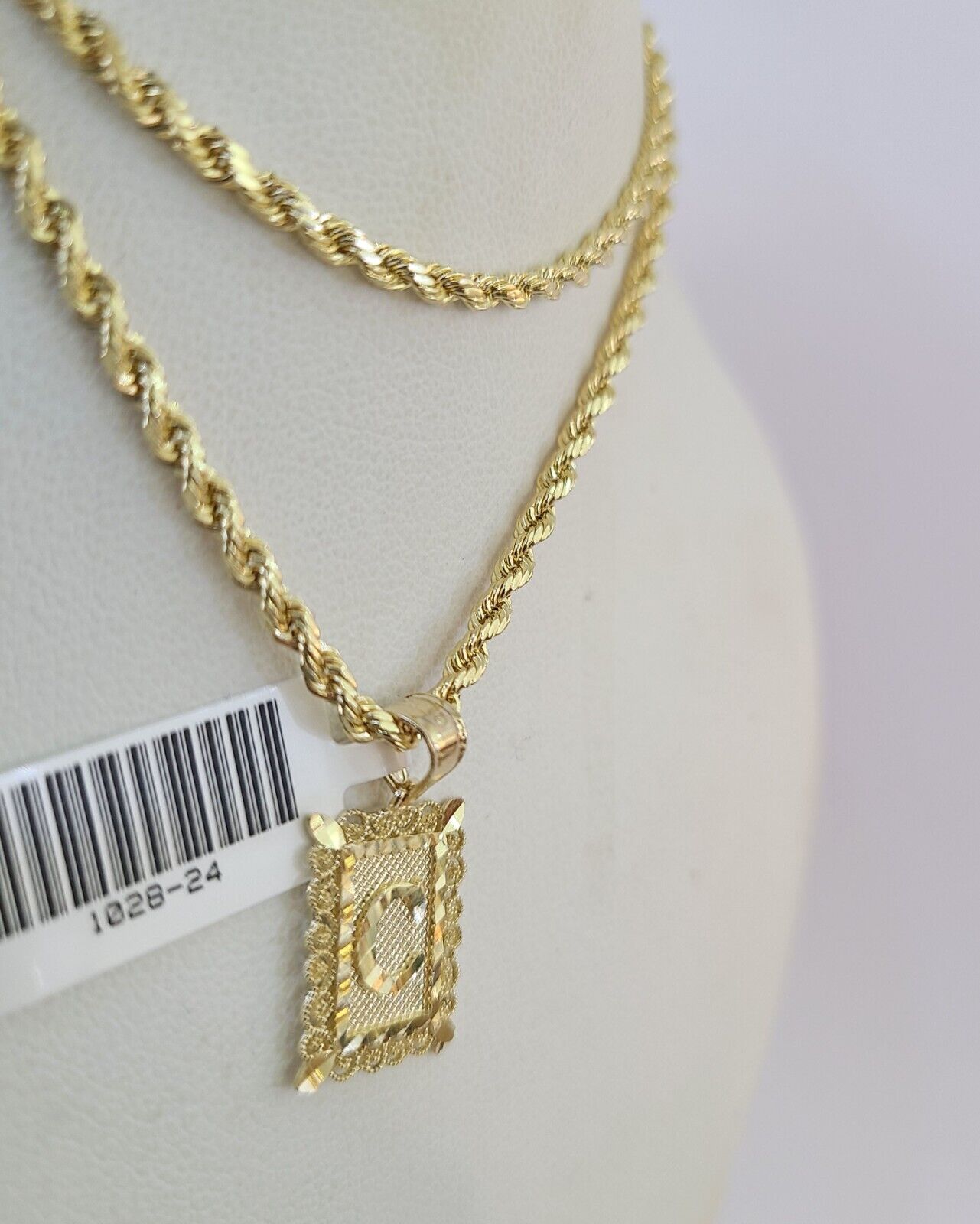 10k Gold Initial C Charm Rope Chain 16"-26" 2.5mm SET Necklace Alphabet Pendant