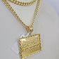 Real 10k Miami Cuban Chain Last Supper Charm Set 4mm Yellow Gold Necklace