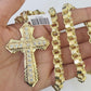 10k Gold Byzantine Necklace Jesus Cross Charm Pendant 20"-30" 8mm REAL SET Chain