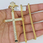 10K Franco Chain Jesus Cross Pendant Charm Necklace 20"-26" 3mm Gold