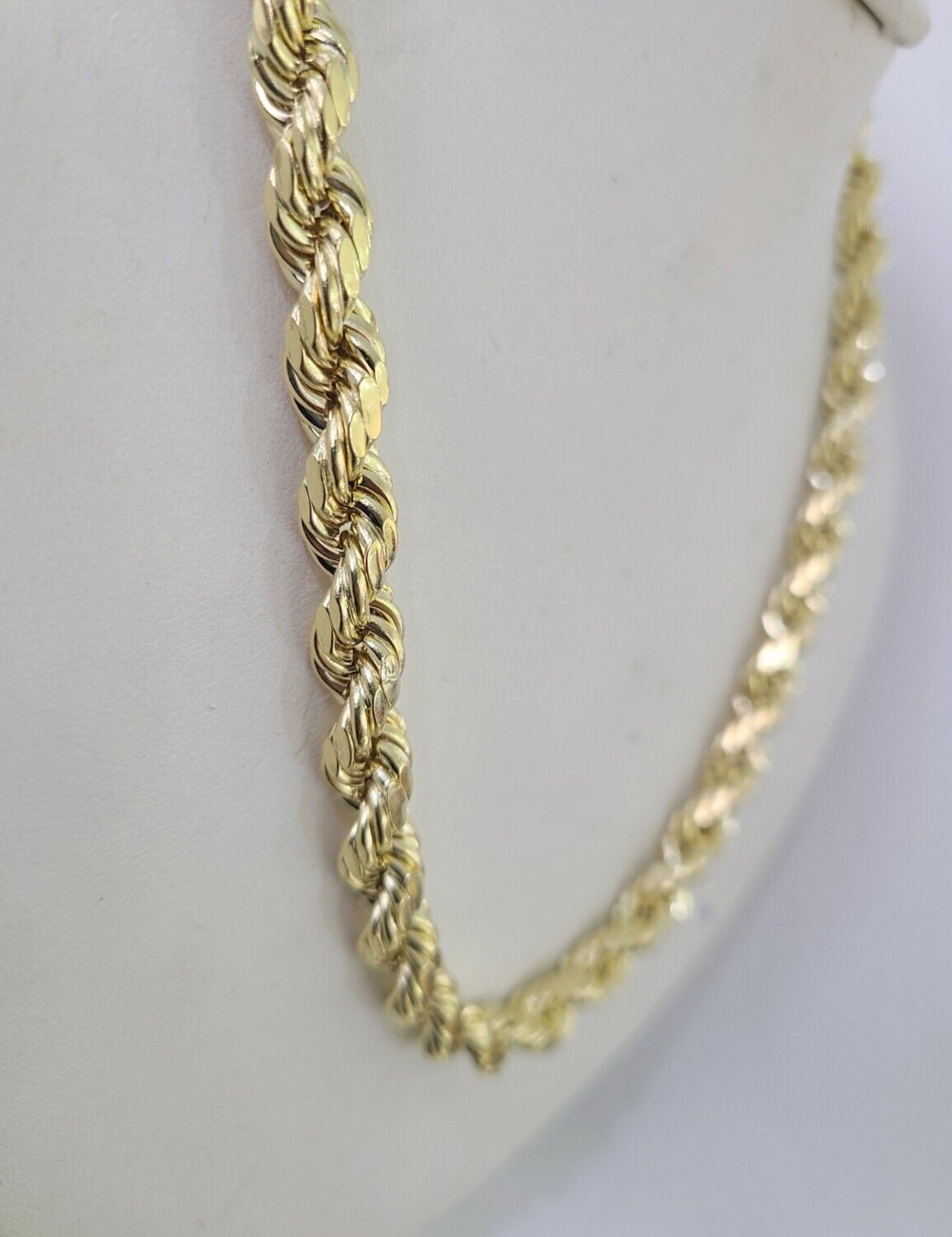 10k Gold Rope Chain Necklace 26 Inch 8mm Diamond Cut REAL 10kt Yellow Gold