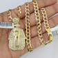 10k Solid Gold Cuban Curb Chain Pharaoh Pendant 6mm 20"-30" SET Necklace Charm