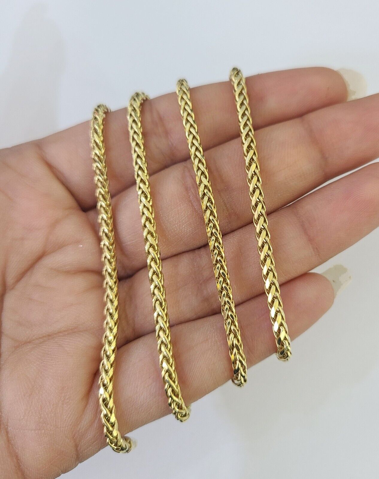 10K Gold Palm Chain 2.5mm 18" 20" 22" 24" 26" 28" Yellow Gold Real Men Women