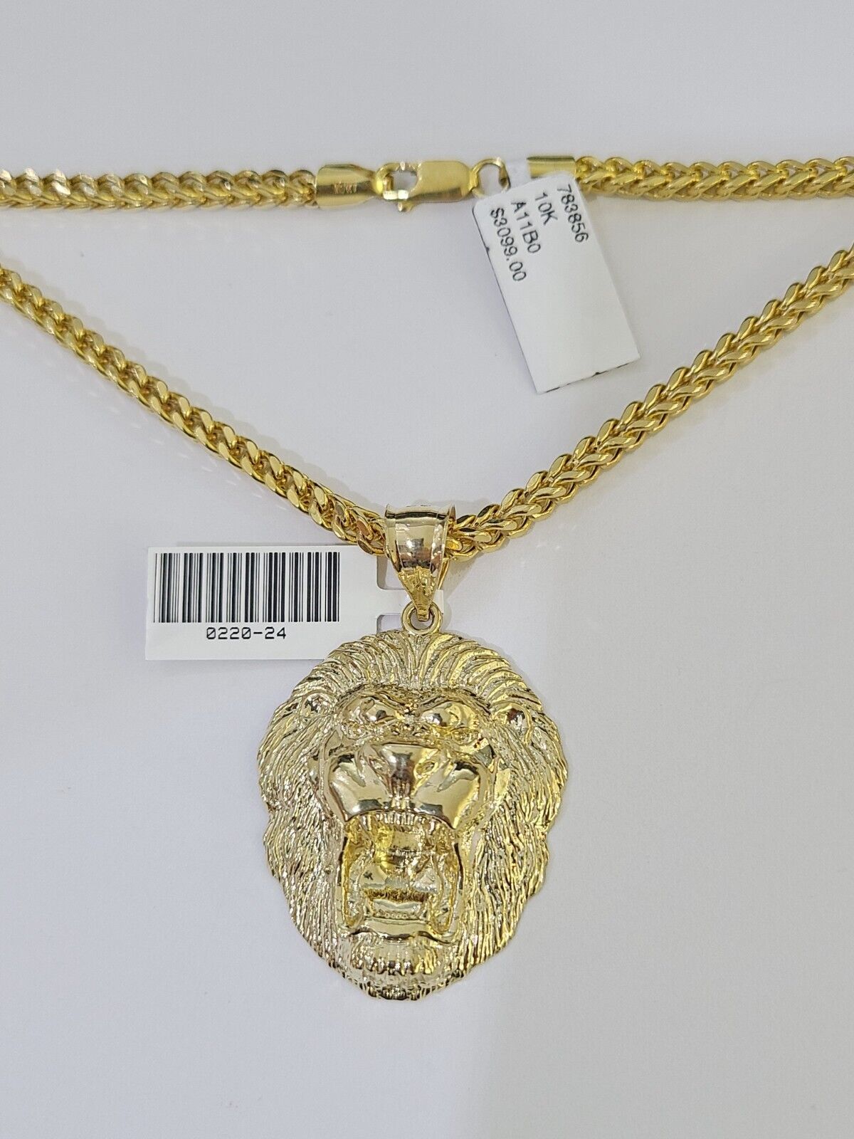 10K Gold Franco Chain Lion Charm Length 18-26 inches 3mm REAL Yellow