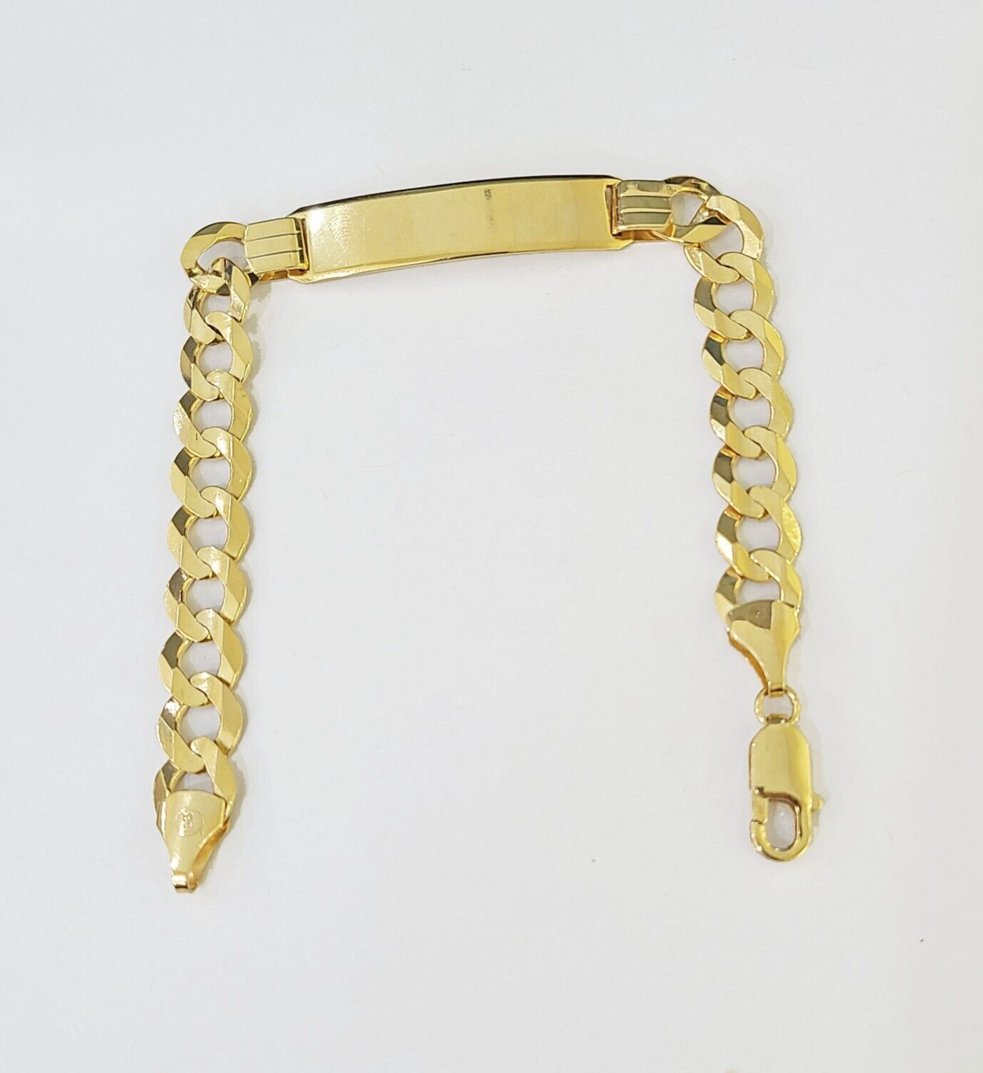 10k Yellow Gold Cuban Link ID Bracelet Solid 8" 9mm Lobster Clasp Real 10Kt