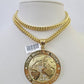 10K Franco Chain World is Yours Pendant Charm Necklace 20"-26" 5mm Gold SET