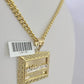 10k Last Supper Charm Miami Cuban Chain Pendant Set 5mm Necklace Yellow Gold