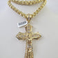 10k Gold Byzantine Necklace Jesus Cross Charm Pendant 20"-30" 8mm REAL SET Chain