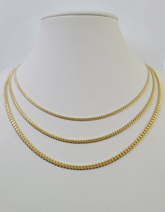 18k Real Solid Miami Cuban Chain Gold 2.5mm 3mm 4mm 24" Inches Genuine Necklace