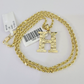 10k Gold Initial H Charm Rope Chain 16"-26" 2.5mm SET Necklace Alphabet Pendant