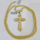 10k Gold Byzantine Necklace Jesus Cross Charm 18-26 inches 3mm SET Chain