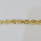 10K Yellow Gold 7.5" 8" 8.5" 9" Rope Bracelet Solid 7mm Men Women Diamond Cut