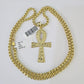 10k Gold Byzantine Necklace Ankh Cross Charm 18-28 inch 3mm SET Chain Pendant