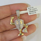 10k Diamond Dollar Trophy Charm Money Bag Real Pendant 10kt Yellow Gold