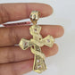 Real 14k Solid Chain Cross Charm Set Miami Cuban Link 3mm Necklace Pendant Gold