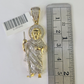 Real 10K Diamond St Jude Charm 2" Yellow Gold Pendant Genuine Real