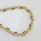 Real 10K Yellow Gold Purple Tennis Bracelet 4mm 7.5 Inches 10kt Gold