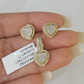 10k Diamond Heart Earrings Pendant Charm SET Yellow Gold