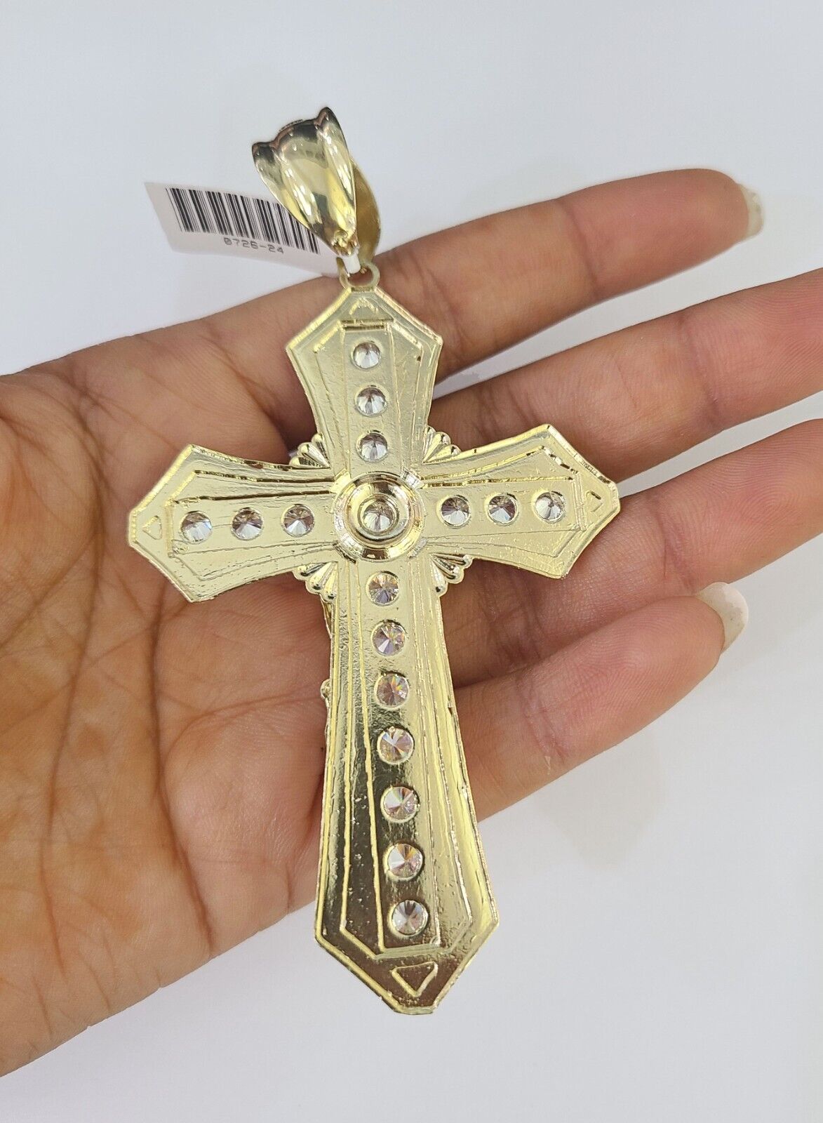 10k Gold Byzantine Necklace Jesus Cross Charm 20-30 inches 9mm REAL SET Chain