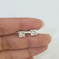 14k White gold Square Earrings Diamond screw-back Lab Created Women Men Studs