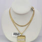 10k Gold Solid Cuban Curb Chain Necklace Last Supper Pendant Set 3mm 18"-26"