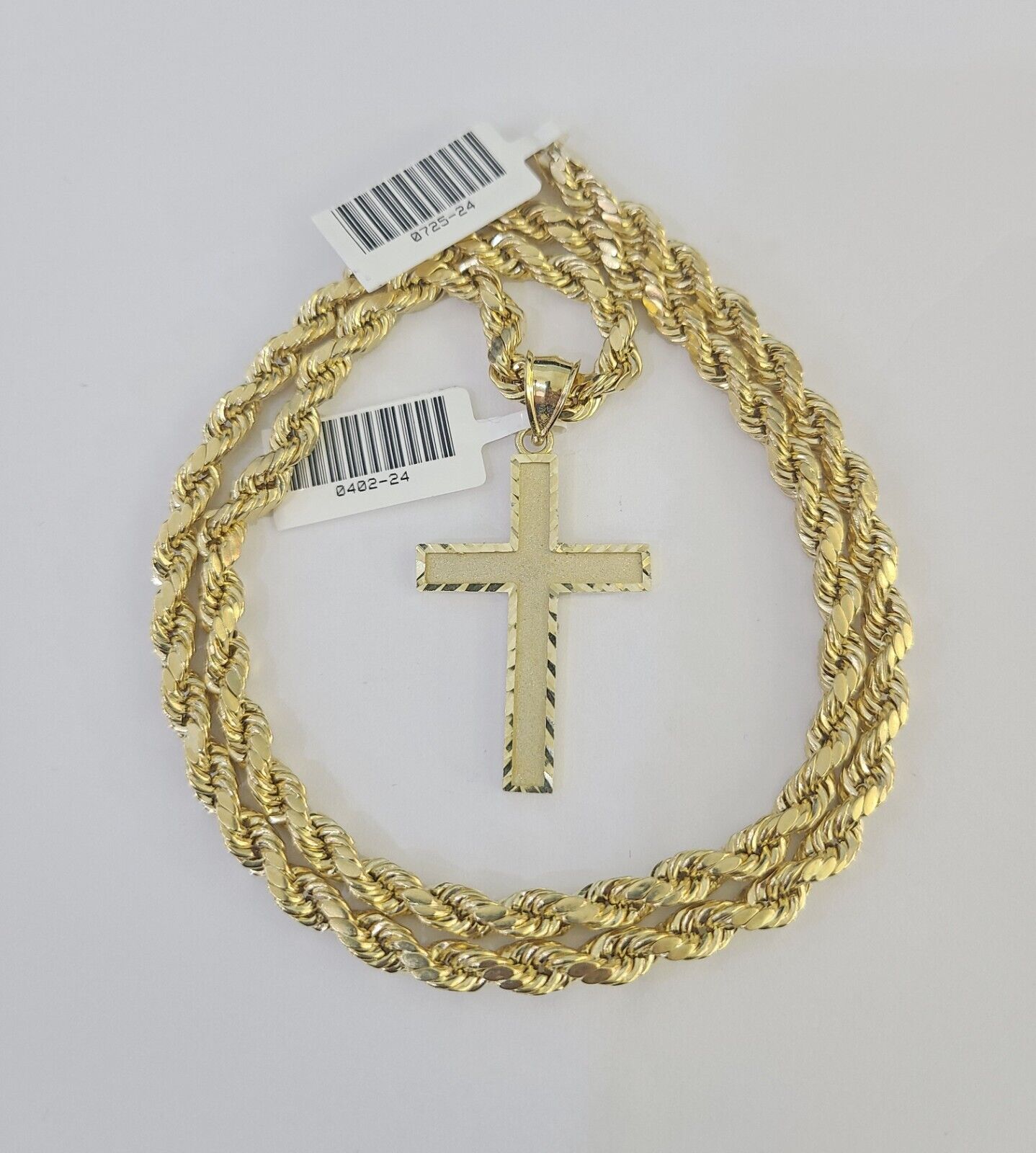 Real 10k Rope Chain Jesus Cross Charm Necklace Pendant Set 5mm 20"-30" Inch Gold