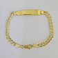 REAL 10K Gold ID Bracelet Kids Baby Diamond Cuts Cuban Curb Link