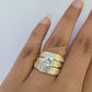 Solid 14k Gold Ring Set Trio Wedding Band REAL His Her Set Casual Wedding