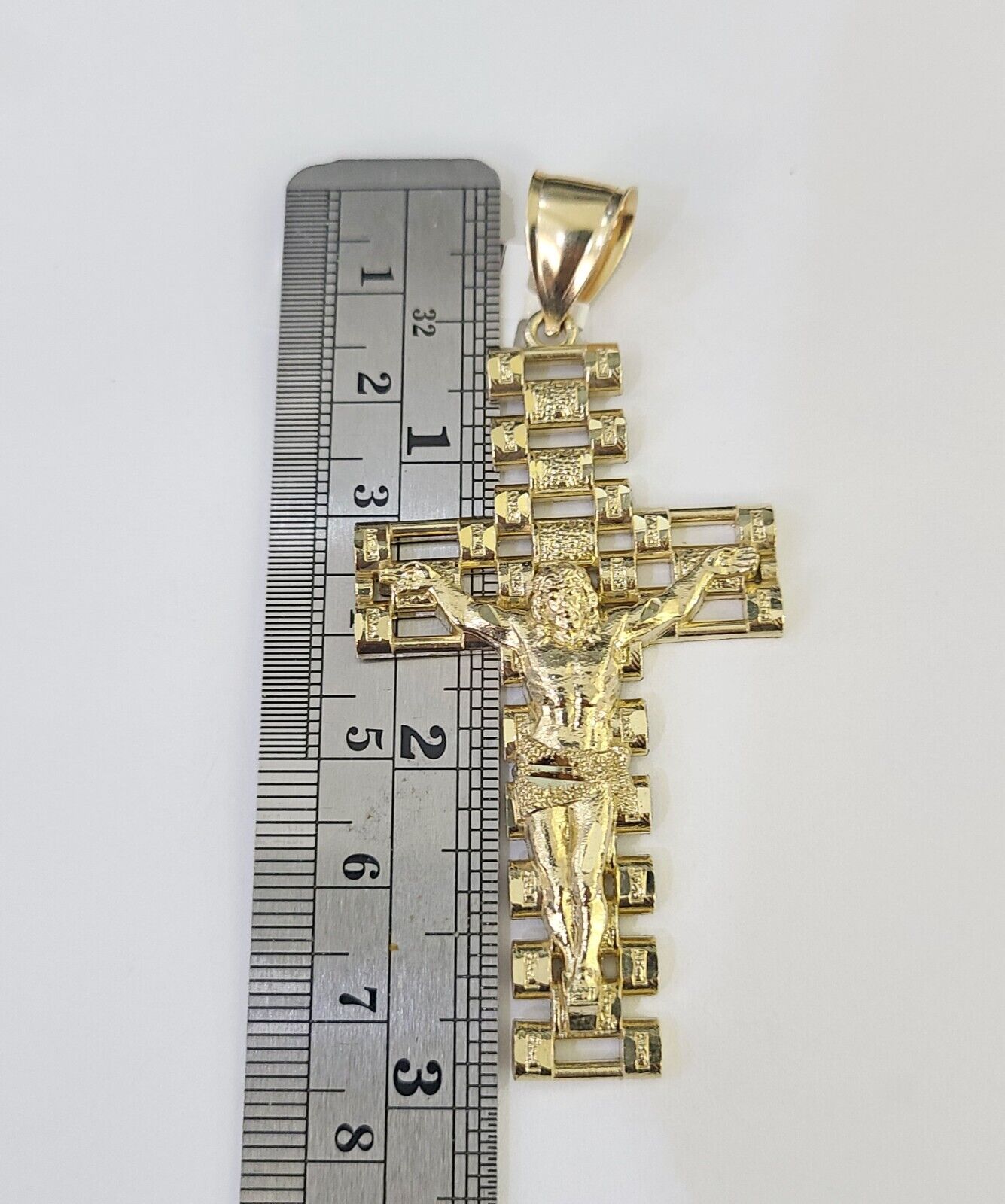 10K Franco Chain Jesus Crucifix Cross Pendant Charm Necklace 20"-26" 3mm Gold