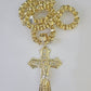 10k Gold Byzantine Necklace Jesus Cross Charm 20-30 inches 9mm REAL SET Chain