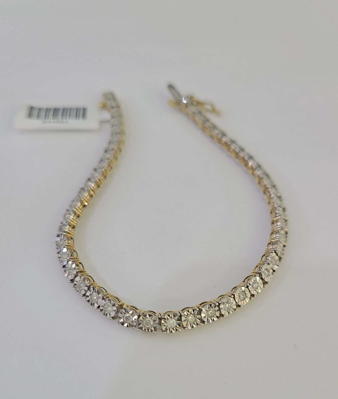 10K Yellow Gold Diamond Bracelet Women Ladies 7" REAL Genuine Gold