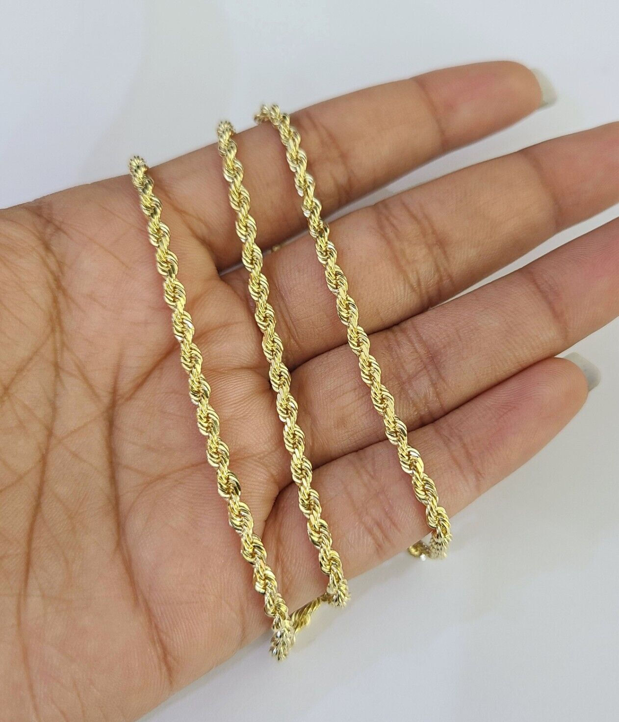 14k Solid Rope Chain Necklace 3mm 18"-28" Inch Yellow Gold Men Women 14Kt